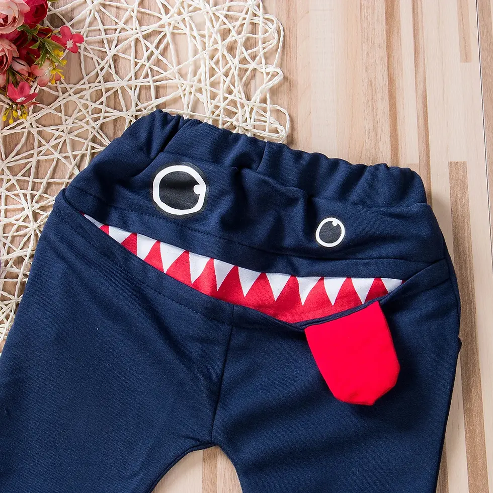 Thumbnail: Casual Baby Children Pants Toddler Boys Girls Cute Big Mouth Monster Trousers Co