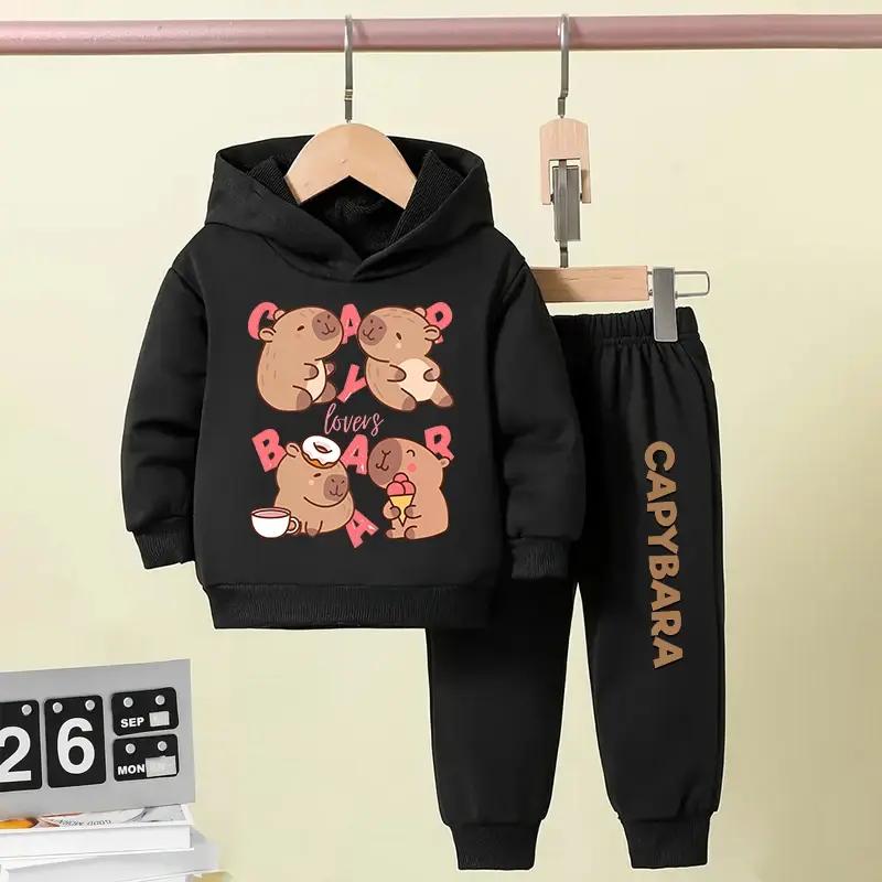Thumbnail: Autumn Winter Capybara Capibara Children Hoodie + Pants Suit Suitable for Kid Ag