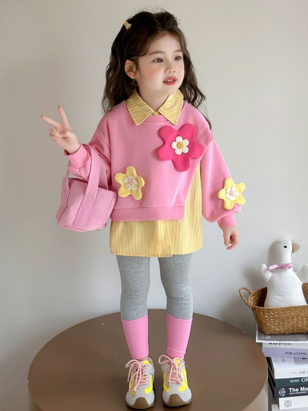 Fashionable Two-Piece Set for Girls Spring Autumn Warmth Korean Style Children's
