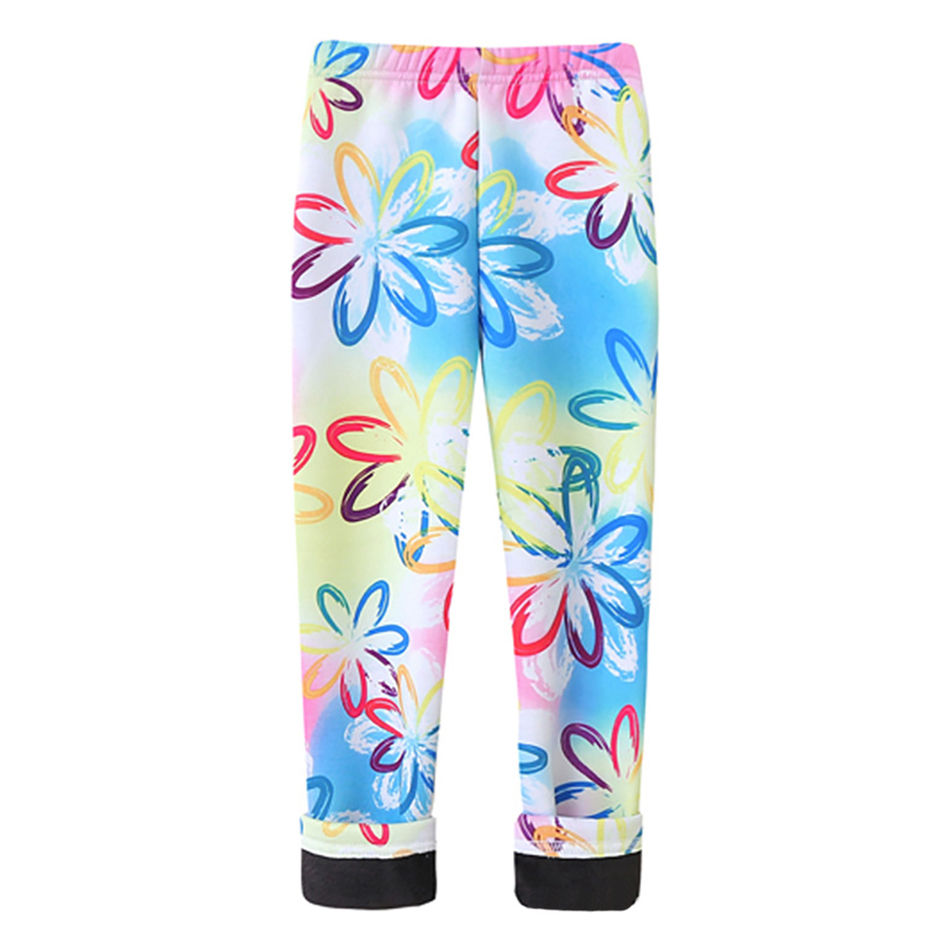 Thumbnail: Girls Warm Plush Long Pants for Autumn Spring Cartoon Butterfly Striped Soft Coz