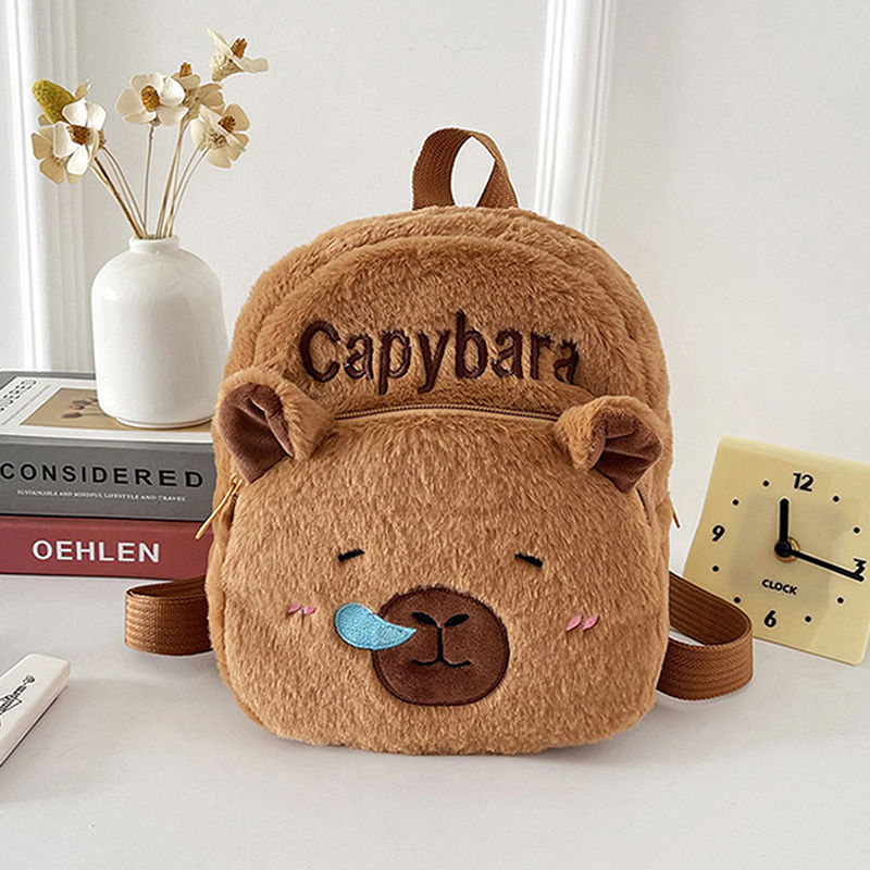 Thumbnail: New Capybara Cartoon Animal Doll Plush Backpacks; Cute Portable Bag for Girls.
