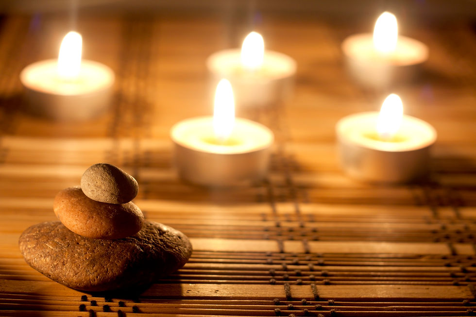 Candles and stones for self-care