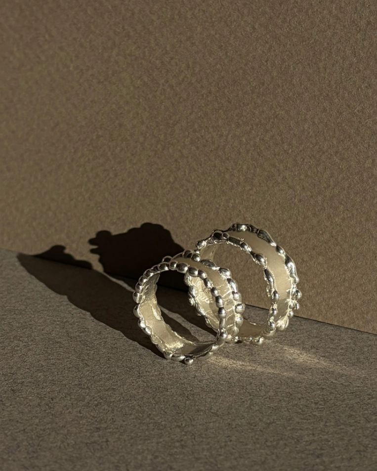 Two finished rings made with lost wax casting method