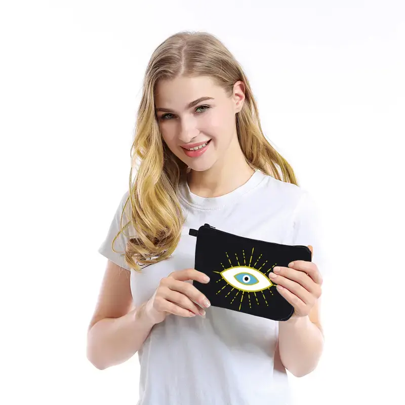 Thumbnail: Waterproof Cosmetic Pouch for Women with Evil Eye Design
