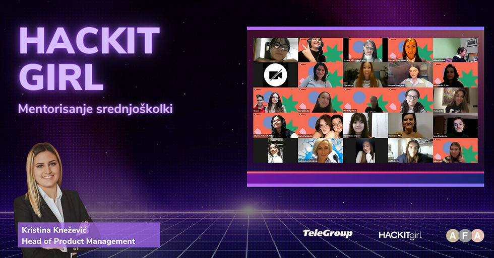 Presentation slide for HACKIT GIRL featuring mentorship for high school girls