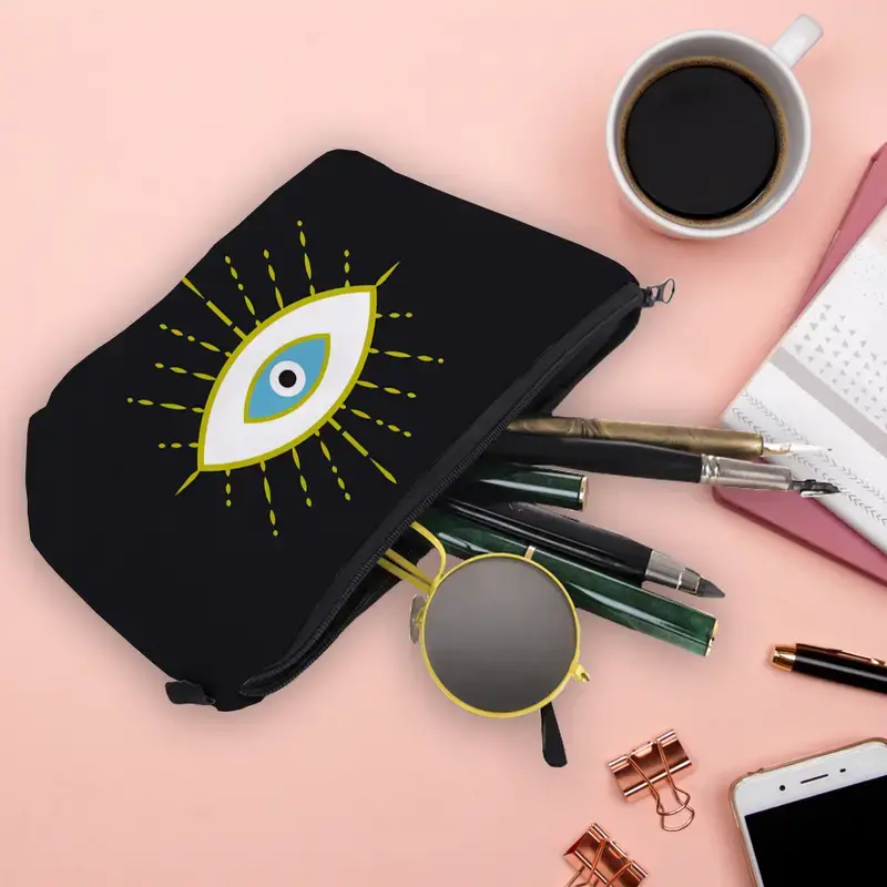 Thumbnail: Waterproof Cosmetic Pouch for Women with Evil Eye Design