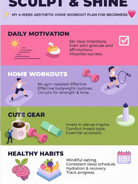 SCULPT & SHINE: My 4-Week Aesthetic Home Workout Plan for Beginners