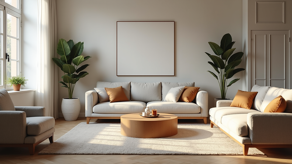 Eye-level view of a beautifully staged living room