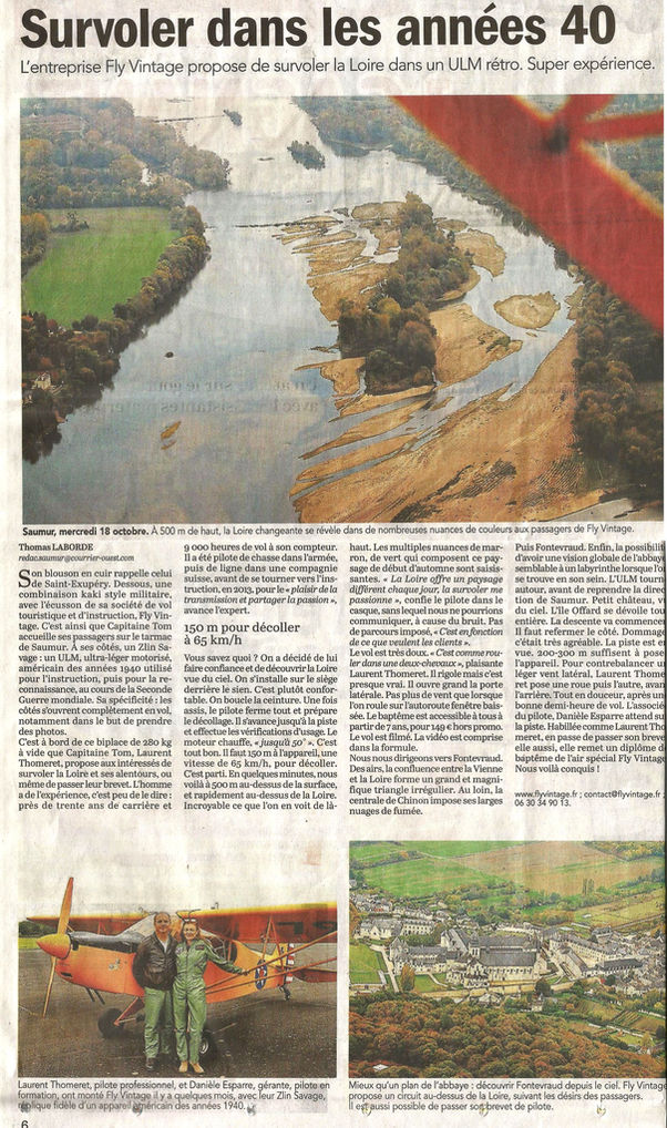 Merci Thomas pour l'article paru dans le Courrier de l'Ouest concernant l'activité de Fl