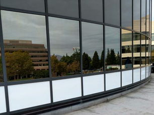 reflective window film on a commercial building