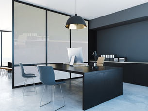 privacy window film divider in an open-concept office