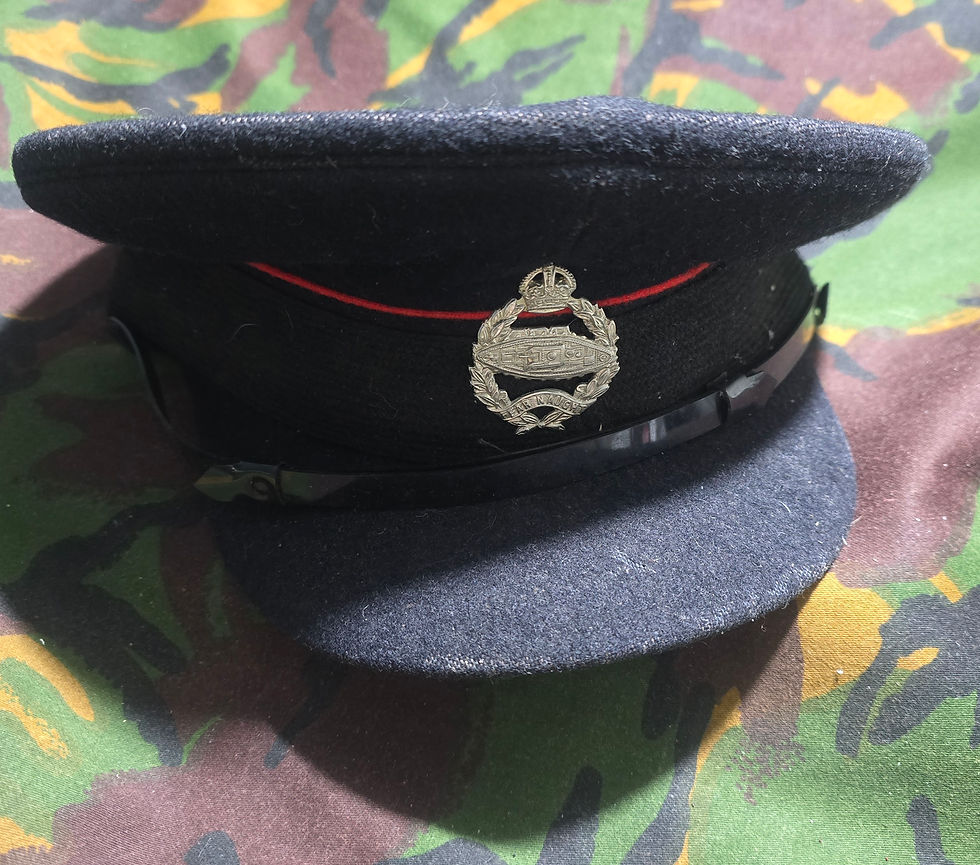 Thumbnail: Royal Tank Regiment Peaked Cap With Cap Badge "Well Used Condition" See Pics