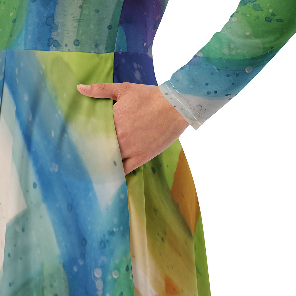 Thumbnail: Spectacular All-over print long sleeve midi dress
