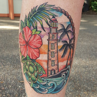 Tropical Lighthouse Tattoo