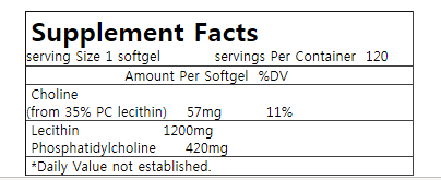 섬네일: 메가 레시틴 1200mg (120정)