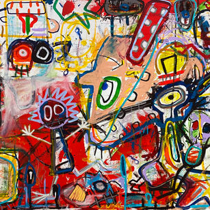 Neo-Expressionism Mixed Media Painting on Canvas