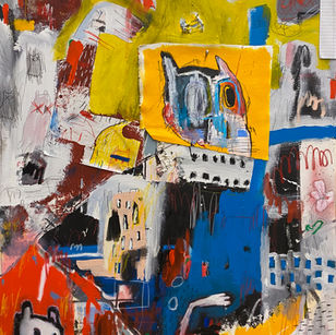 Neo-Expressionism Mixed Media Painting on Canvas