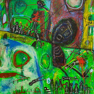 Neo-Expressionism Mixed Media Painting on Canvas