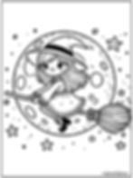 dibujos de halloween para colorear | dibujo de una brujita | bruja volando en una escoba