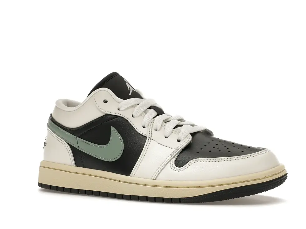 Nike Air Jordan 1 Low sneaker in black, cream, and grey.