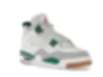 White, grey, green Air Jordan 4 "Flight" sneaker, gum sole.