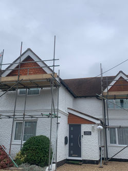 Scaffolding on house
