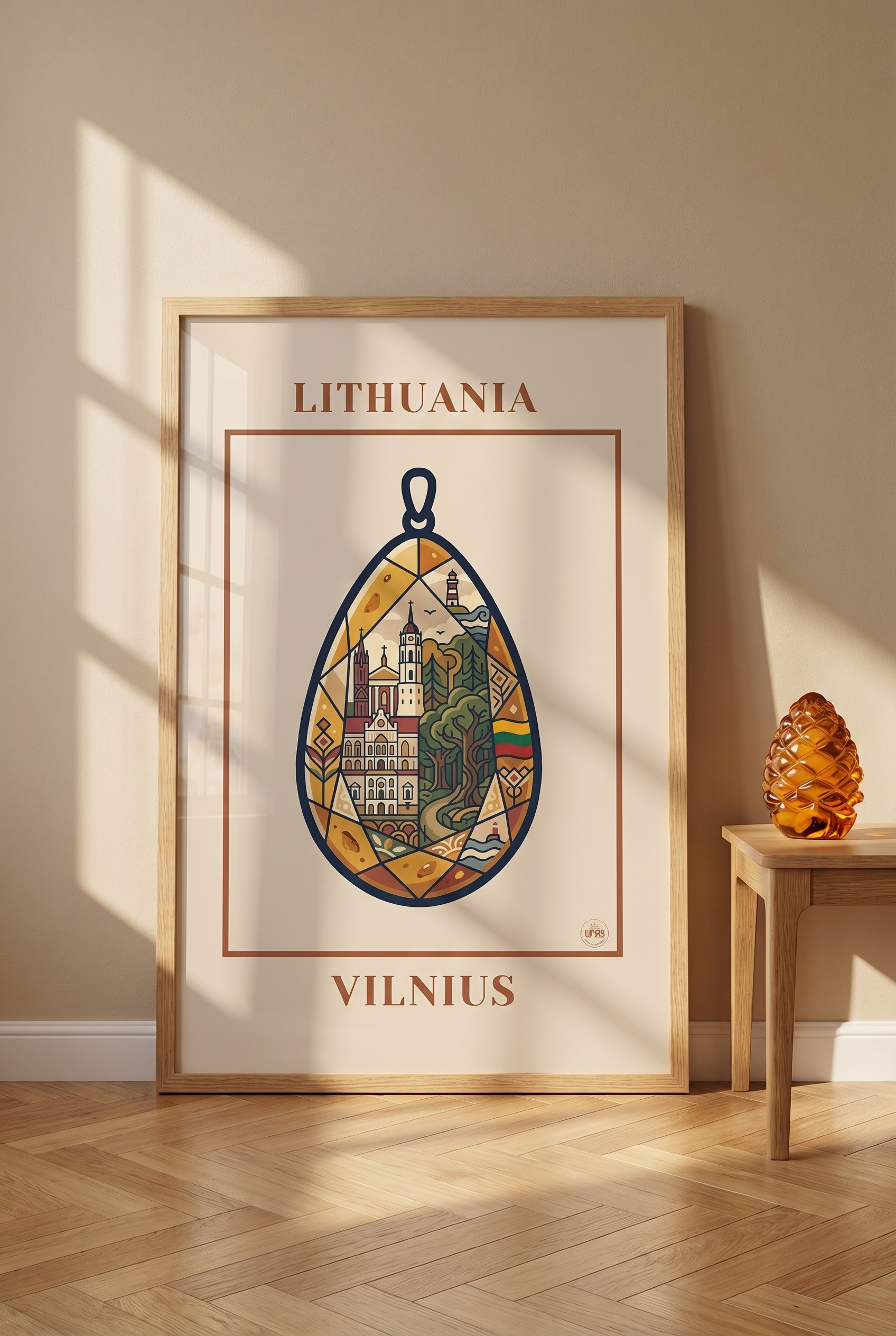 Affiche LITHUANIA encadrée représentant Vilnius dans un intérieur élégant