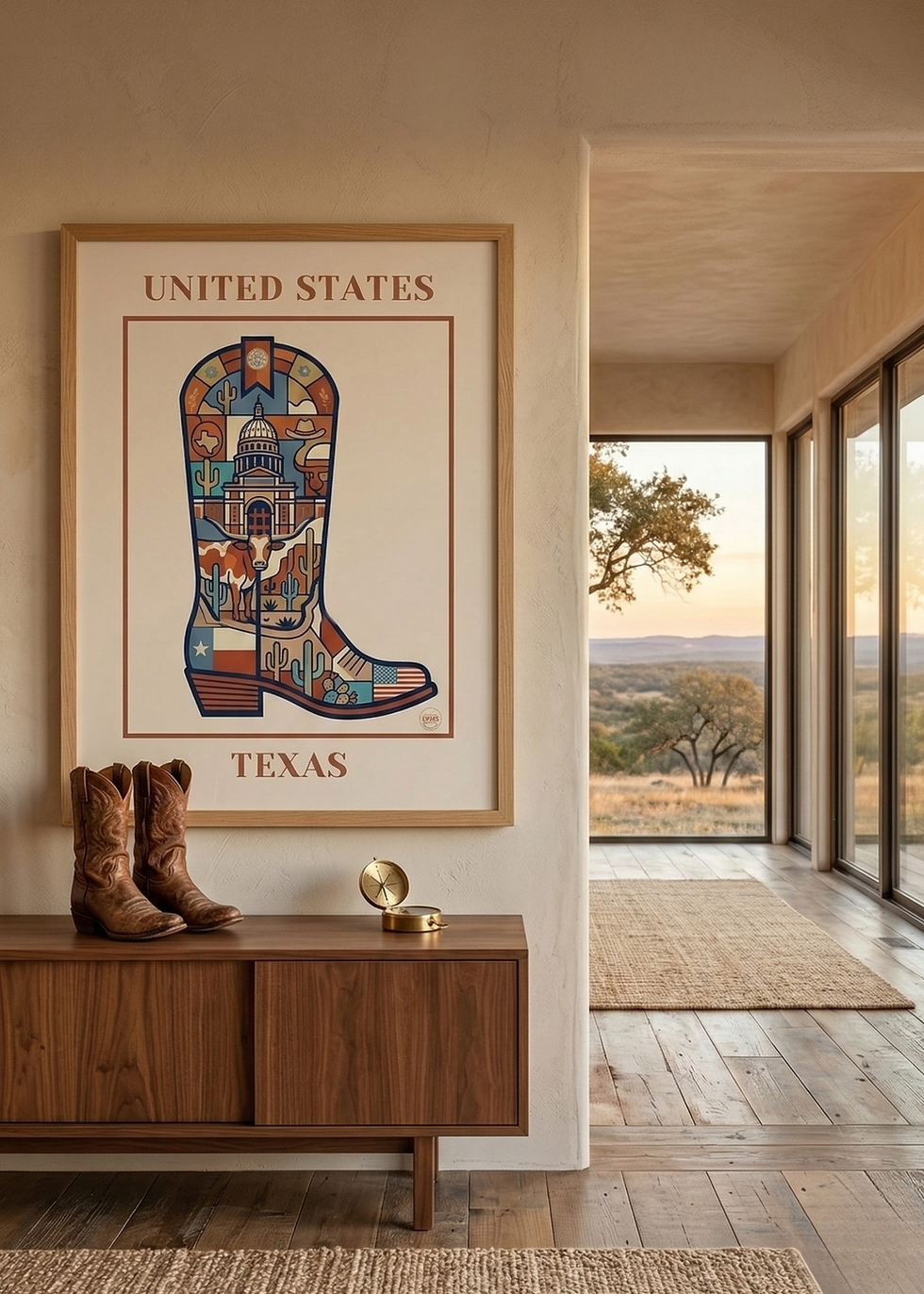 Thumbnail: Poster mural Texas inspiration western et États-Unis premium