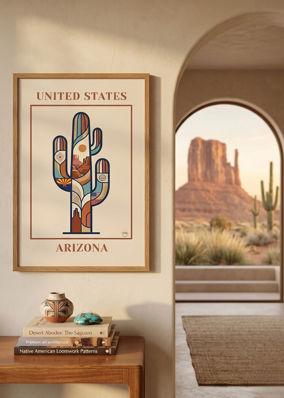 Thumbnail: Travel poster Arizona dans une décoration intérieure beige