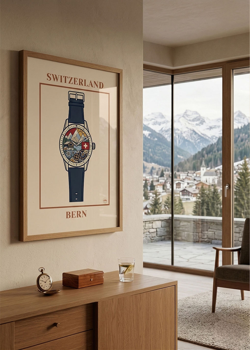 Miniature : Affiche SWITZERLAND avec vue sur les montagnes suisses