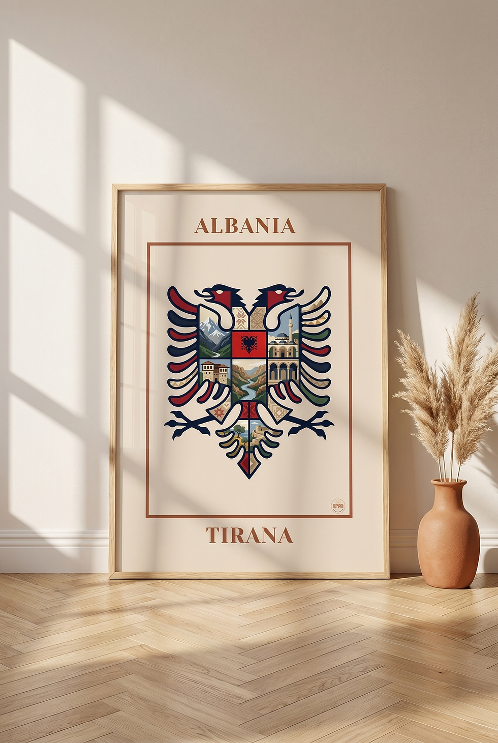 Affiche Albania encadrée dans une décoration intérieure élégante
