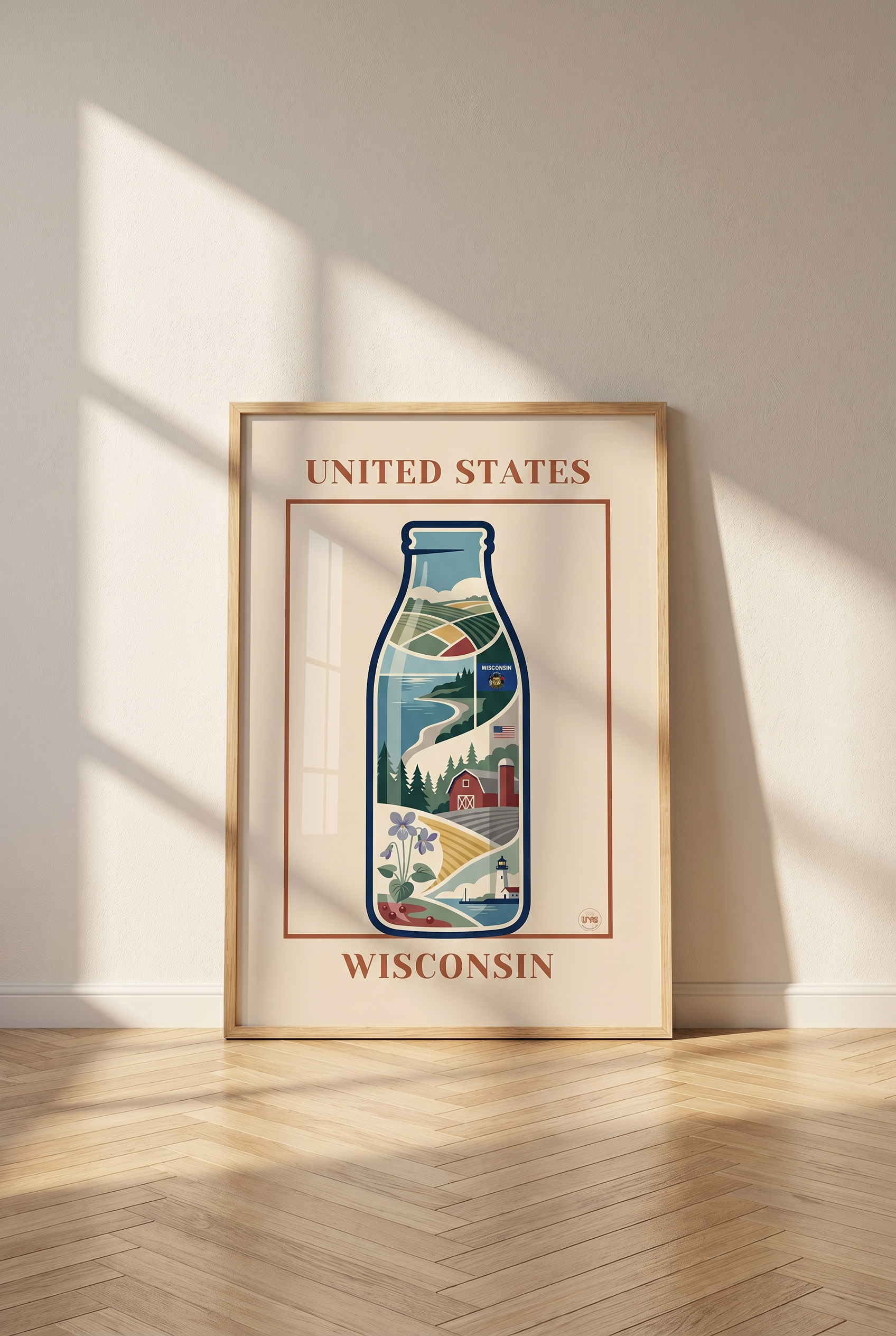 Affiche décorative Wisconsin style travel poster premium