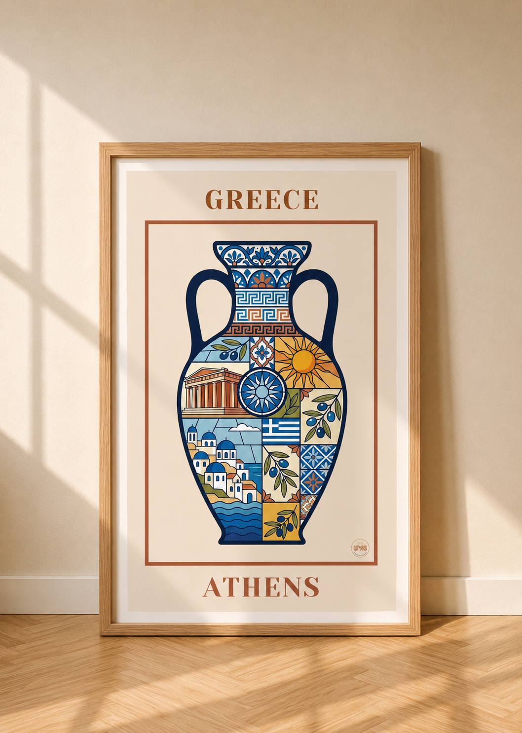 Affiche GREECE encadrée représentant Athens dans un intérieur élégant