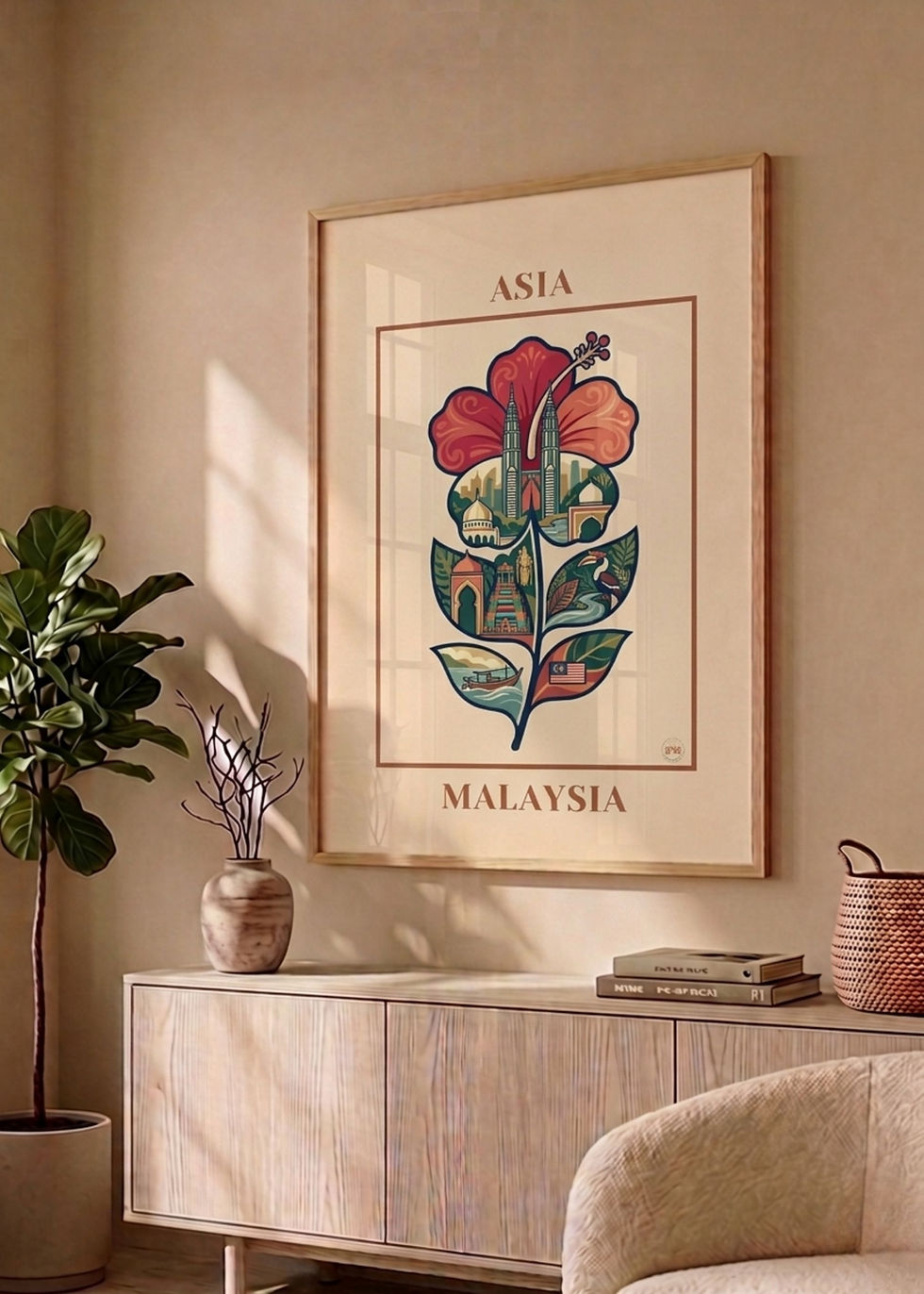 Miniature : Affiche MALAYSIA mise en scène dans un intérieur élégant
