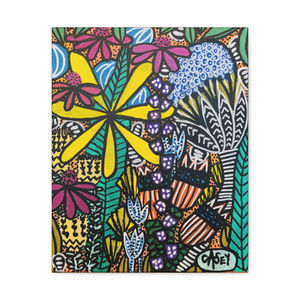 Botanical abstract canvas print with fresh spring garden colours, Australian artist