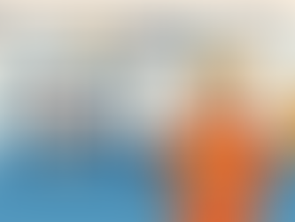 Illustration of maritime gamified training with a seafarer using a tablet for safety simulation, ship icons, rewards, and dockside background.