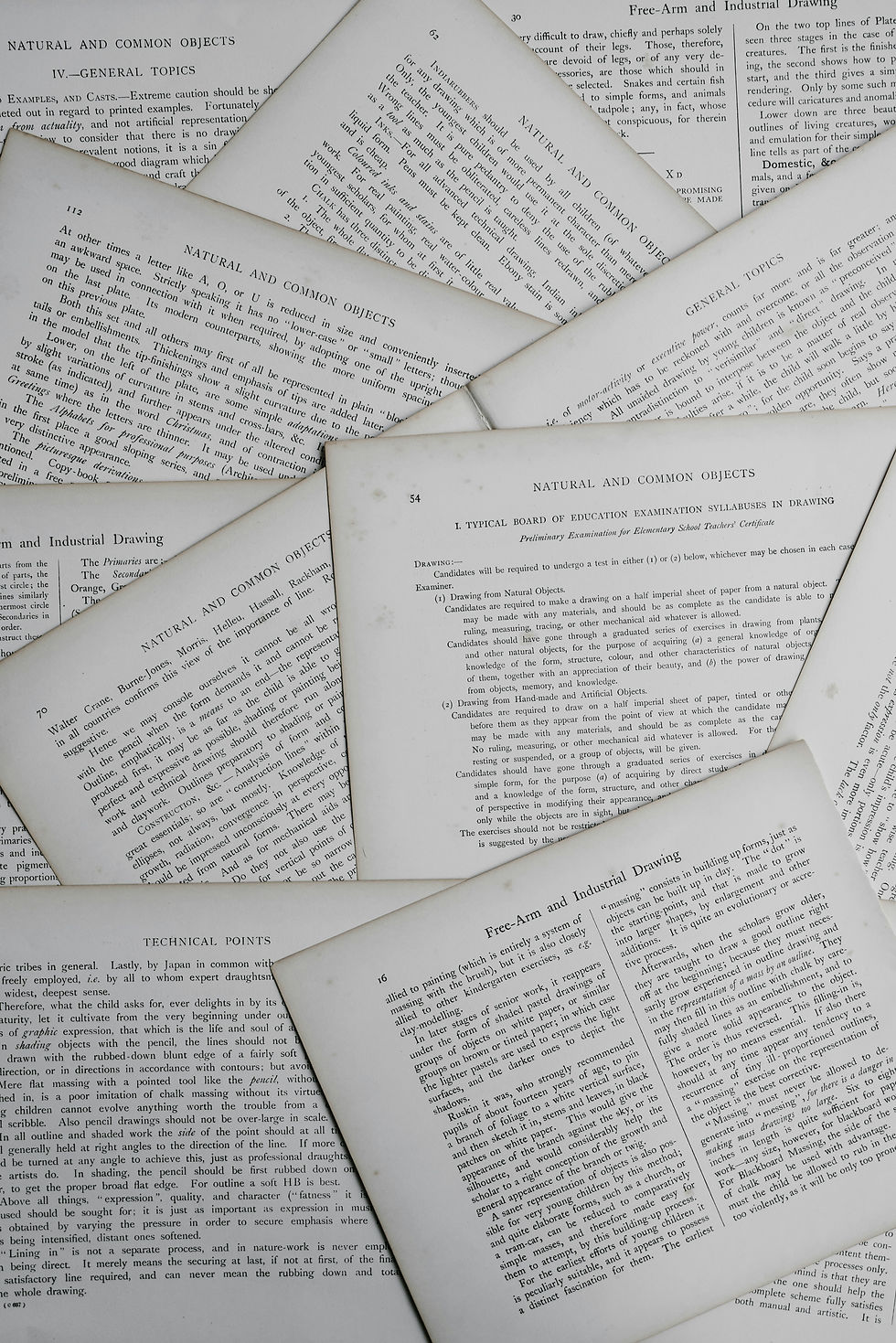 Vintage pages of a textbook on Natural and Common Objects, featuring educational content and historical text layout.