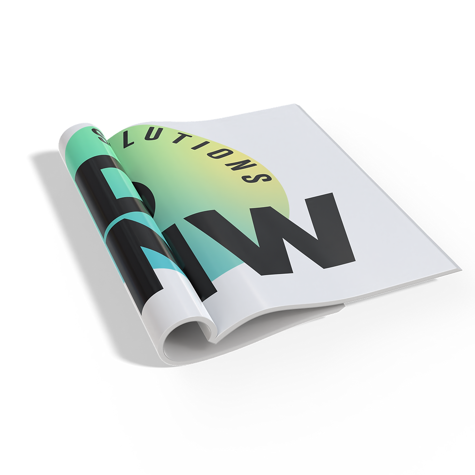 A folded magazine opened up showing the KDNW Solutions logo.
