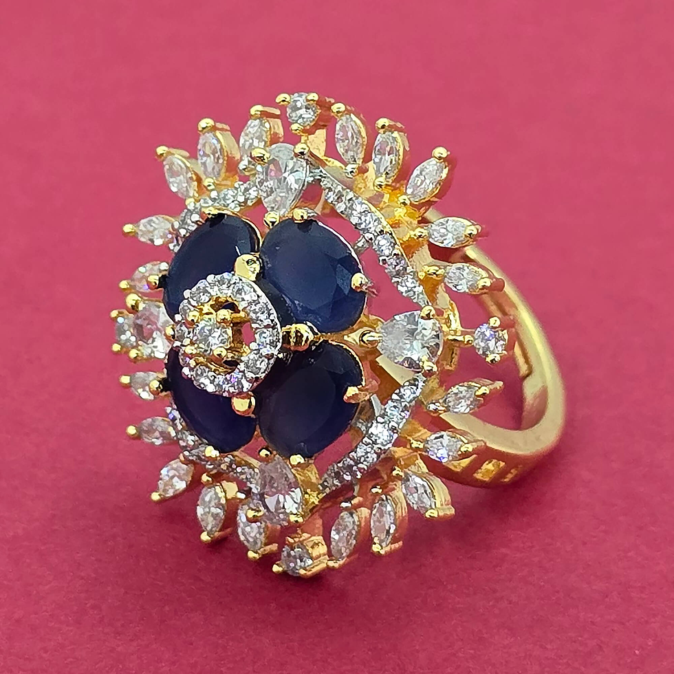 Thumbnail: American Diamond Adjustable Ring With 2 Tone Plating