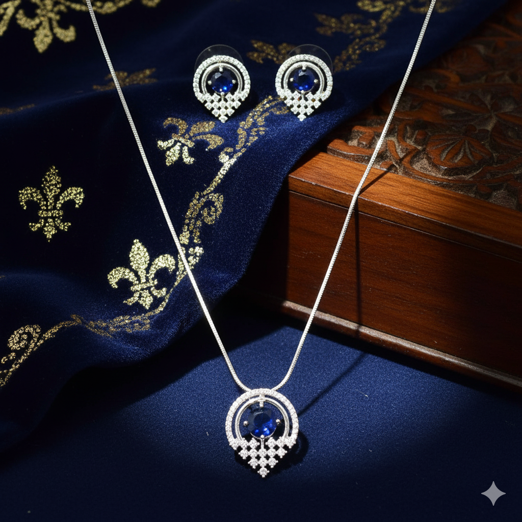 Cubic Zirconia Classic Pendant Set With Rhodium Plating
