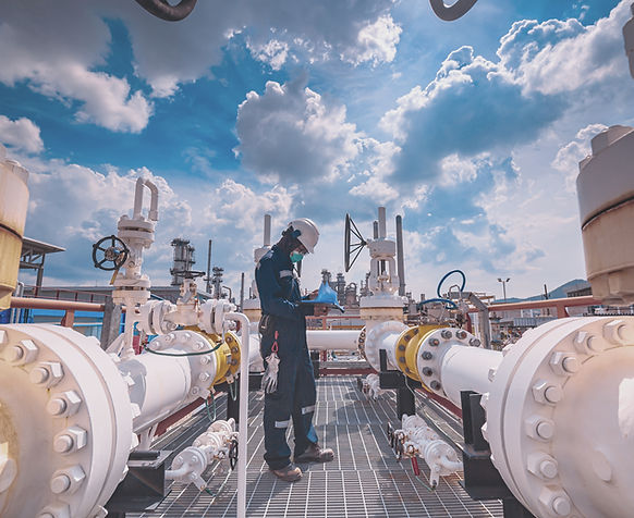 Male worker inspection at steel long pip
