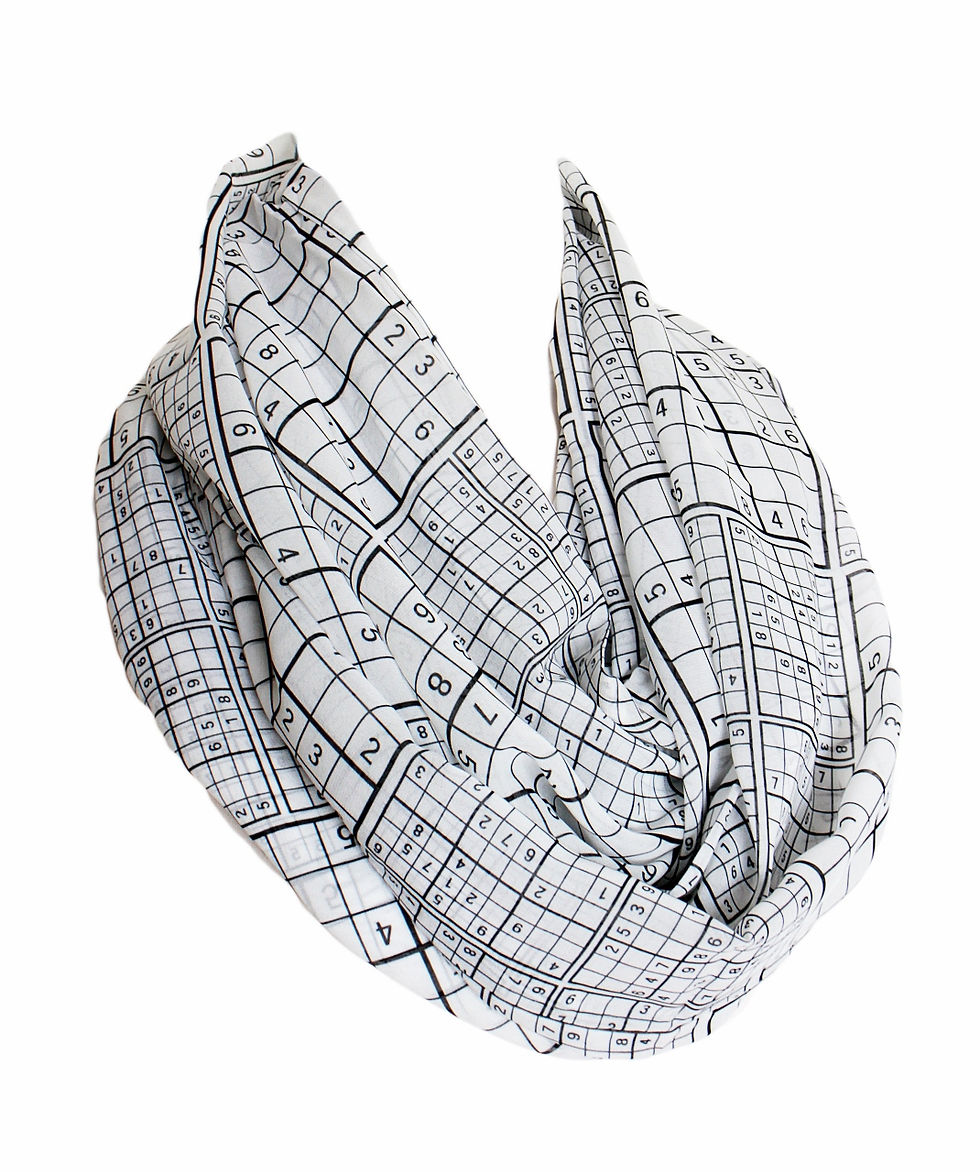 Thumbnail: Sudoku Design Infinity Scarf Gift For Her Girlfriend Christmas Birthda