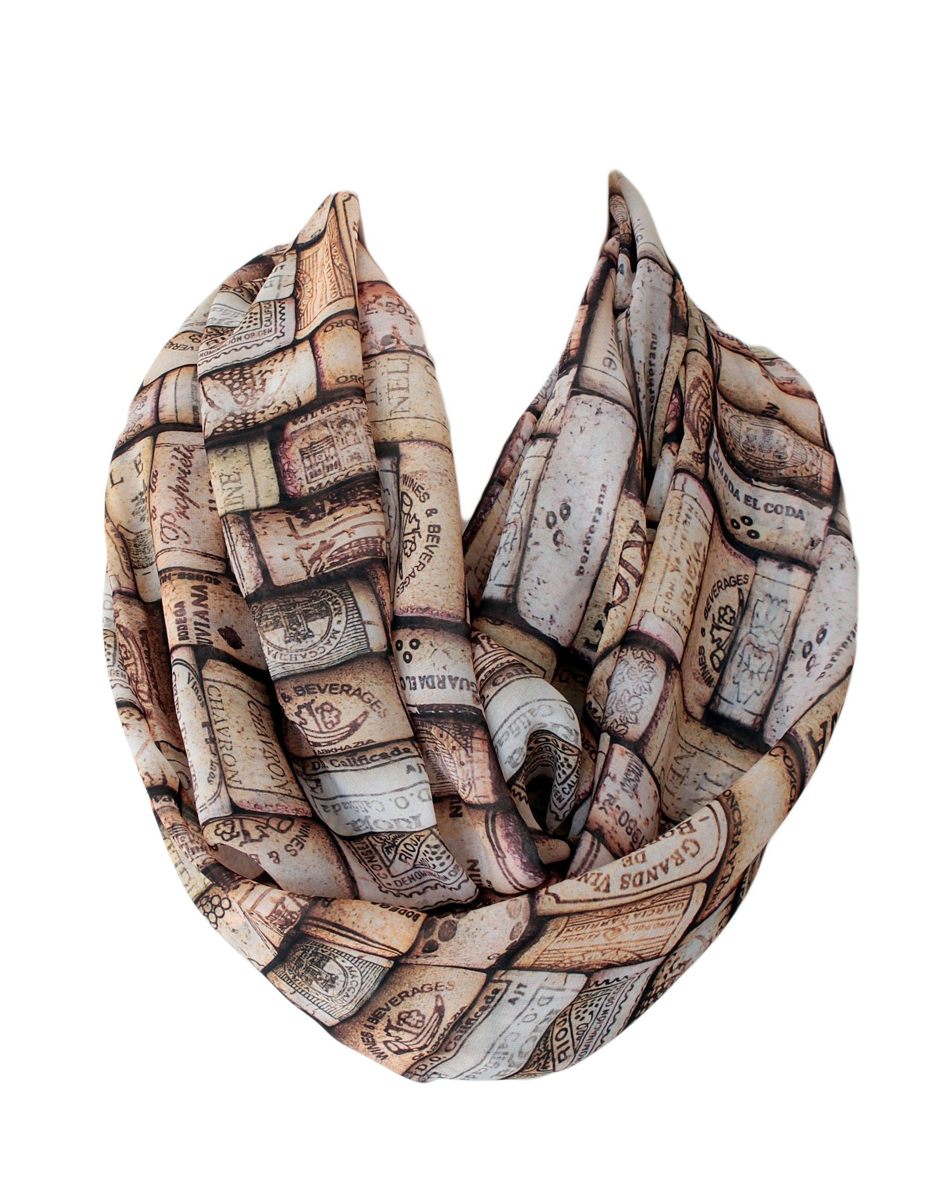 Wine Corks Infinity Scarf Gift For Her Girlfriend Christmas Birthday Gift