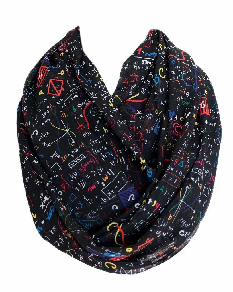 Thumbnail: Black Mathematics Formula Infinity Scarf Teacher Gift For Girlfriend Birthday