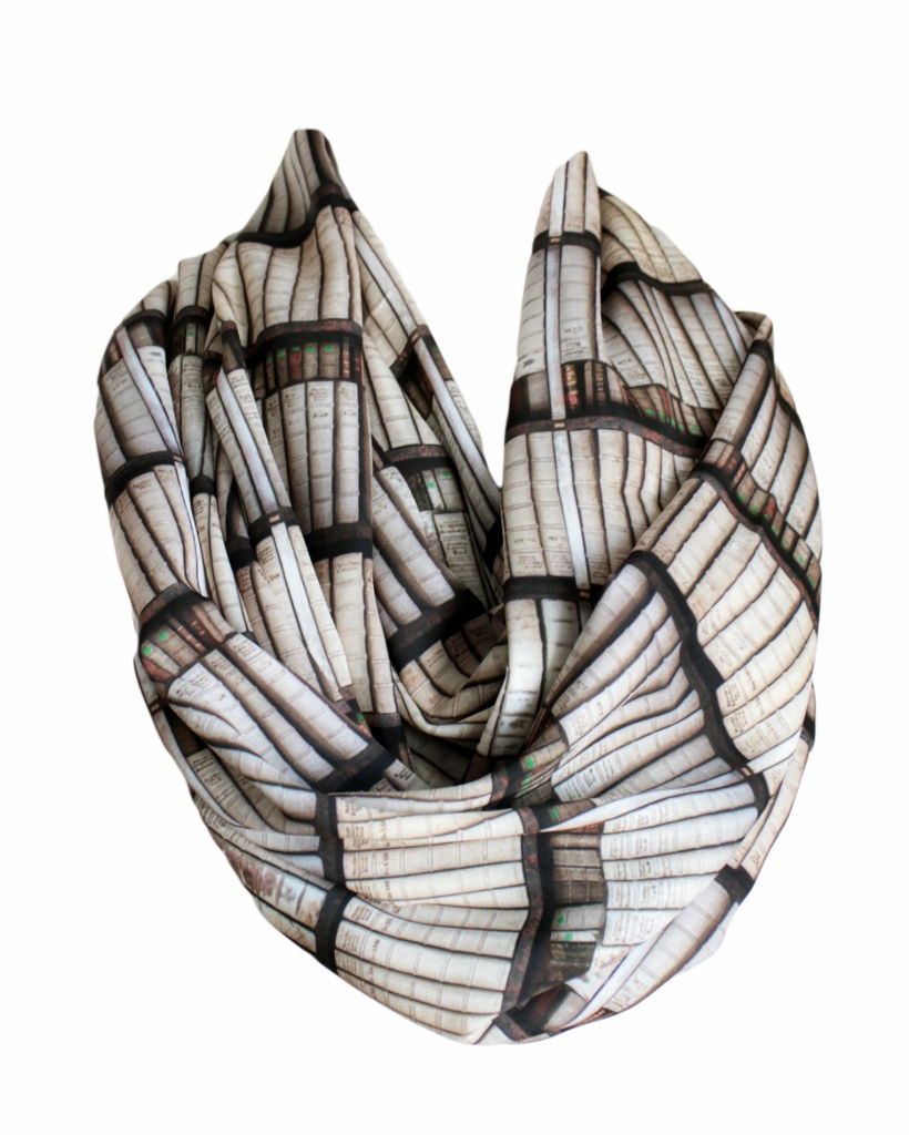 Thumbnail: Light Brown Bookshelf Infinity Scarf Gift For Her Book Geek Librarian Teachers