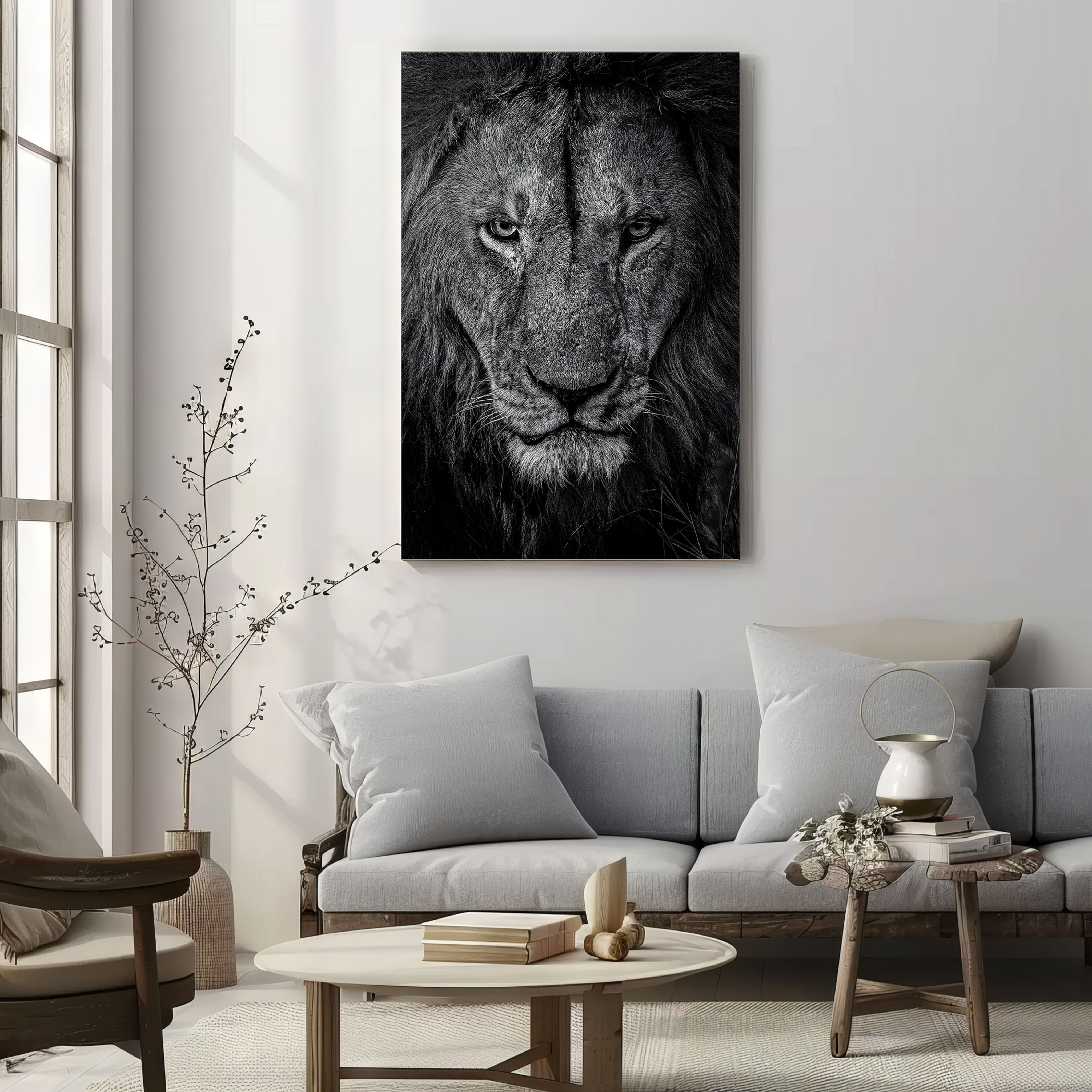 Lion Wall Art – Award-Winning Black & White Portrait | Fine Art Wildlife Print