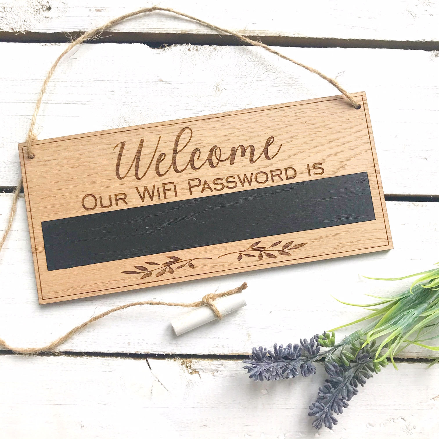 WiFi Oak Password Chalkboard Plaque