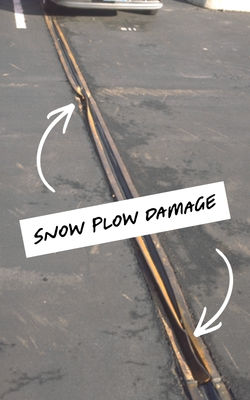 Expansion joint damage caused by snow plows