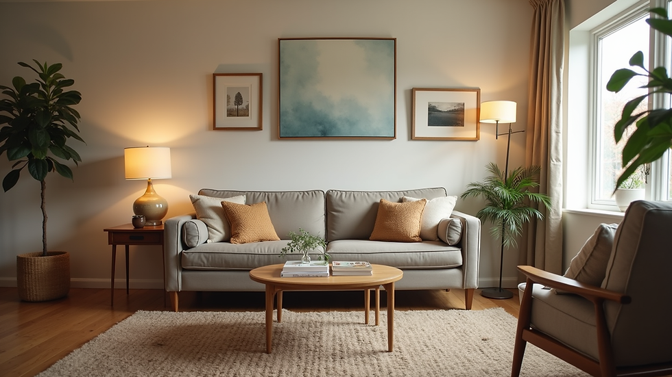 Eye-level view of a cozy living room in a Fayetteville rental home