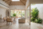 Modern biophilic living room design with indoor courtyard in Trivandrum by Infra I Nova
